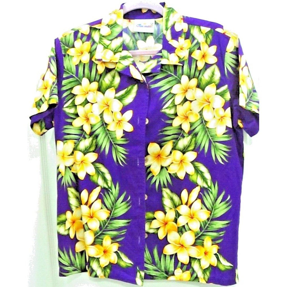 Blouse Ladies Women's Wave Shoppe Hawaiian Size About Medium #258
